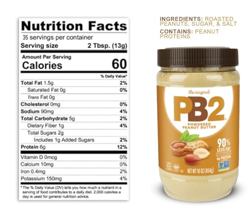 PB2 Powdered Peanut Butter Bundle - Original PB2 and Cocoa PB2 Peanut Butter Powder (Two 16oz Jars)