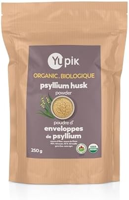 Yupik Organic Psyllium Husk Powder 8.8oz, 95% Purity, Soluble Fiber, USDA Certified, Non-GMO, Vegan, Gluten-Free, Unflavored, Plant-Based, Coarse Milled Husk for Baking & Digestive Health