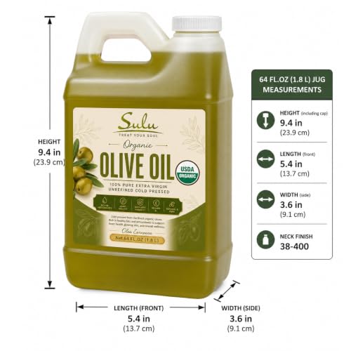 64 FL.OZ Organic Extra Virgin Olive Oil Cold Pressed