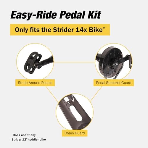 Strider 14x Easy-Ride Pedal Kit, for 14x Balance to Pedal Bike, Ages 4–7 | Converts Strider 14x Balance Bike into a Pedal Bike
