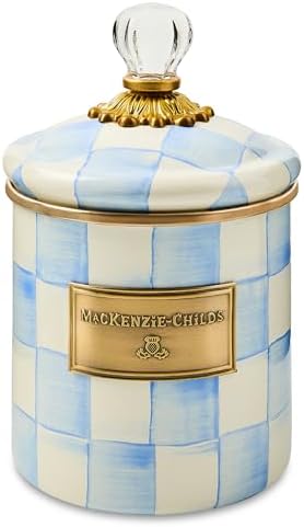MACKENZIE-CHILDS Enamel Canister, Small, Black-and-White Courtly Check