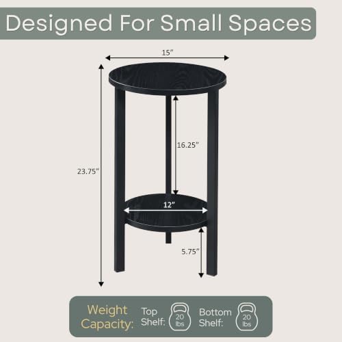 Convenience Concepts Graystone 24 inch 2 Tier Plant Stand - Industrial Stand for Plants, Vases, and Antiques, Urban Modern Design for The Living Room