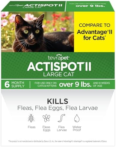 TevraPet Actispot II Flea Treatment for Large Cats 9+ lbs | 6 Doses | Powerful Prevention and Control