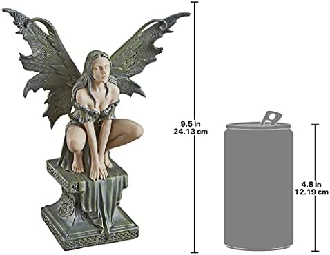Design Toscano Celtic Fairy's Perilous Perch Outdoor Garden Statue, Large, 19 Inch, Polyresin, Two Tone Stone