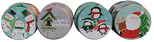 WXAUTK Round Christmas Cookie Tins Set Of 8 Nesting Tins