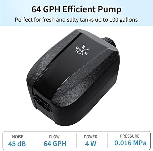 Uniclife Aquarium Air Pump Adjustable 4 LPM 2 Outlets Oxygen Pump with Accessories 100 Gallon Fish Tank