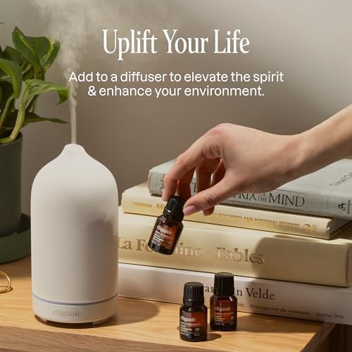Cliganic Organic Aromatherapy Essential Oils Set (Top 6 - The Essentials), 100% Pure Natural - Peppermint, Lavender, Eucalyptus, Tea Tree