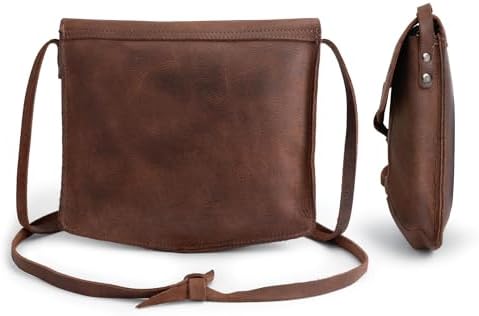 Hide & Drink, Prisma-Shaped Shoulder Bag, Vintage Purse, Messenger and Crossbody Bag, Full Grain Leather, Handmade