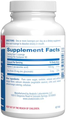 Zinc Lozenges with Vitamin C for Immune Support - High Absorption Vitamin C and Zinc Lozenges for Adults Daily and Seasonal Wellness - Tasty Immune
