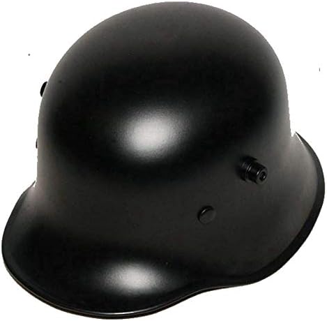 German World War I M16 M18 M1916 Helmet Replica Black with Cowhide Lining and Chin Strap, 1PK