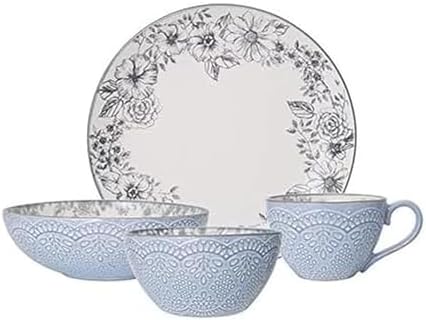 Pfaltzgraff Gabriela Gray 16-Piece Stoneware Dinnerware Set, Service for 4 - ,Gabriela Grey