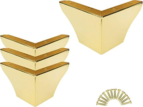 Bitray Metal Sofa Leg 2 Inch Height L Shape Furniture Leg Gold Sofa Legs Table Cabinet Cupboard Couch Leg Furniture Feet Replacement - 4pcs