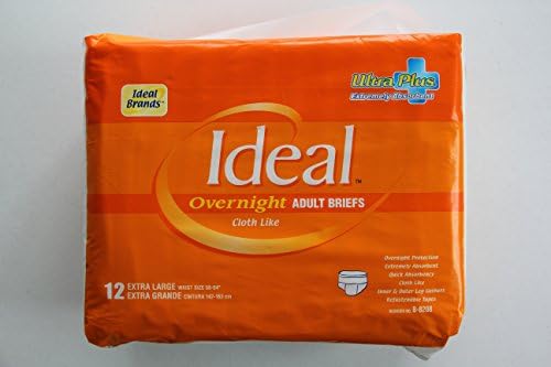 Adult Briefs (Diapers) Over Night Ultra Plus Extreme Absorbency- Size- X-Large B-8208- ONE Bag of 12