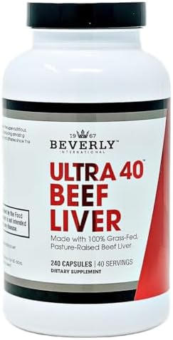 Beverly International Ultra 40 Grass Fed Desiccated Beef Liver, 500 Tabs | 100% Argentine Beef Liver, Golden-Era Secret for Boosting Muscle Growth, Stamina & Performance