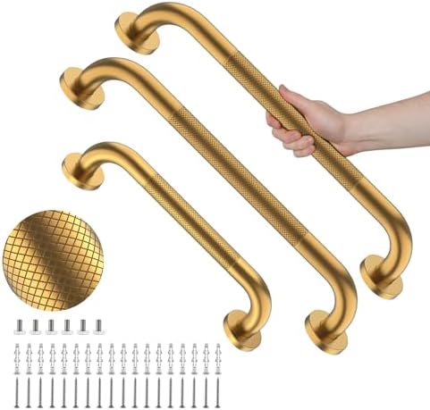 Munzong 3 Pack Commercial Handicap Grab Bars 18" 36" 42" Brushed Nickel | Bathroom Grab Bar for Shower 1.25" Diameter Anti Slip Bathroom Balance Bar Safety Hand Rail for Elderly Injury Senior