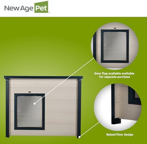 New Age Pet ECOFLEX Rustic Lodge Dog House, Jumbo, Weather Resistant, Easy Assembly, Elevated Floor, Non Toxic, Durable Composite