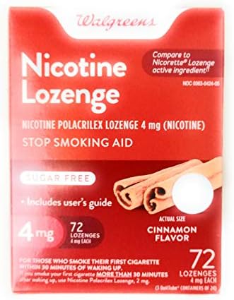 Walgreens Nicotine Lozenge, 4 mg, Cinnamon, 72 ea by Walgreens