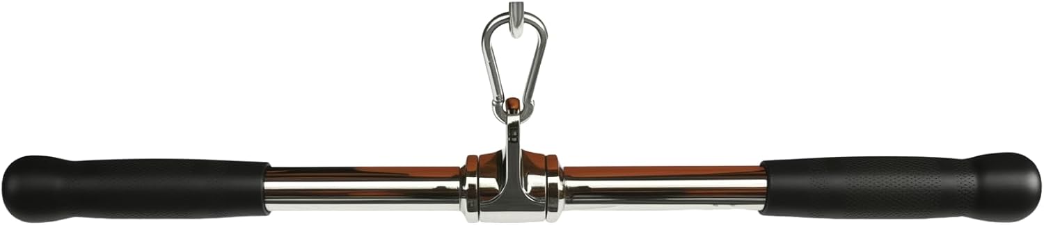 Revolving Lat Pulldown Bar for Cable Machine, Straight Bar with Rubber Grip - Tricep Press Down, Curl & Back Exercise Attachment for Home Gym