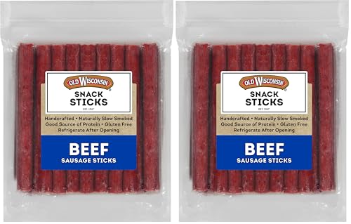 Old Wisconsin Beef Sausage Snack Sticks, Naturally Smoked, Ready to Eat, High Protein, Low Carb, Keto, Gluten Free, 26 Ounce Resealable Package