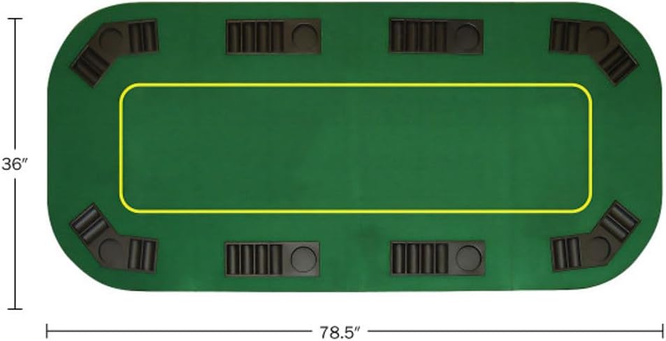 Trademark Poker Poker Table Top - 80-inch Foldable Card Mat for up to 8 Players - Blackjack Table with Cupholders and Chip Trays (Green)