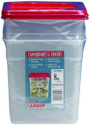 Cambro Set of 3 Square Food Storage Containers with Lids, 2 Quart