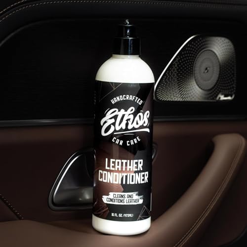 Ethos Car Leather Cleaner and Conditioner 16oz – Leather Seat Cleaner & Conditioner with UV Protection for Car Interior, Couch, Jacket
