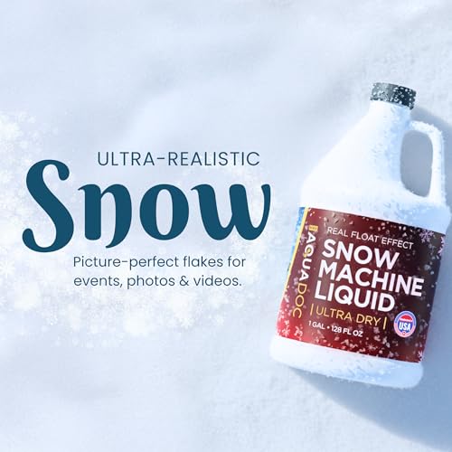 AquaDoc Snow Machine Fluid - Ultra Dry Snowmaker Liquid, 128 oz | Concentrated Formula Creates Fluffy Realistic Flakes Indoors And Outdoors