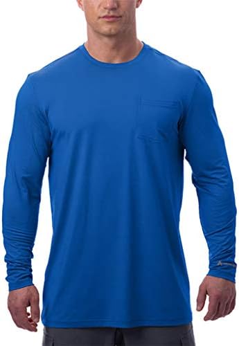 Arctic Cool Men’s Crew Neck Instant Cooling Pocket Workwear Moisture Wicking Performance UPF 50+ Sun Protection Long Sleeve Shirt | Lightweight