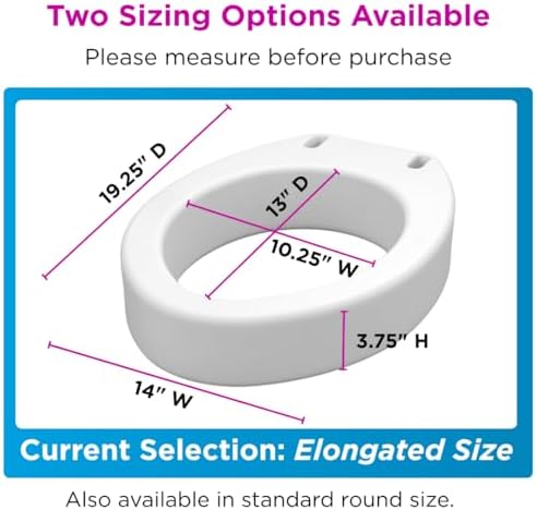 NOVA Raised Toilet Seat for Seniors & Post-Surgery Recovery – Elongated Bolt-On Under-Seat Design Uses Existing Toilet Seat & Lid, 3.5” Elevation, 300 lb Capacity, Durable Plastic, Easy Install