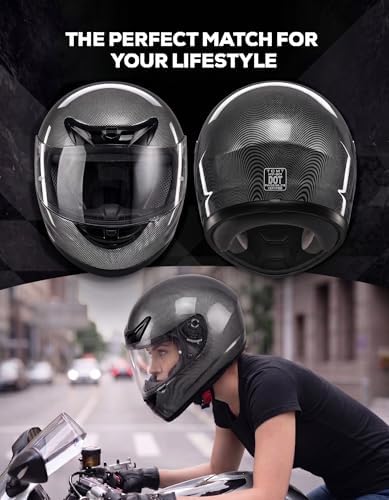 Full Face Motorcycle Helmet Adult ATV Helmet DOT Approved | Ultra-Lightweight, with Anti-Fog Visor, Breathable Liner, For Street Bike
