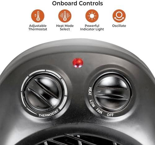 Comfort Zone CZ50 750/1500-Watt Fan-Forced Oscillating Electric Portable Heater with Adjustable Thermostat, Built-in Overheat Sensor, Safety Tip-Over Switch, and Heat Resistant Housing, White