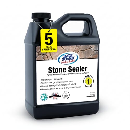Rainguard Water Sealers Stone Sealer, Penetrating Protection Against Moisture Damage and Stains, for All Stone Surfaces, Silane/Siloxane Waterproofer, Natural Finish, Ready to Use, 5 Gallons | Silane Siloxane Waterproofer, Protects Against Moisture Damag…