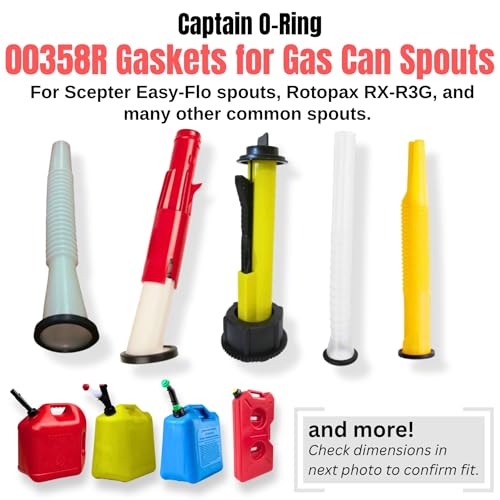Captain O-Ring – 00358R Gas Can Spout Gasket Seals (6 Pack) - Rubber Replacement Gasoline/Fuel Jug Washer Seals, Upgraded Version