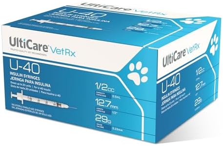 UltiCare VetRx U-40 1/2cc Pet Insulin Syringes - 1/2cc, 29G x 1/2’’, 100 ct, Comfortable & Accurate Dosing