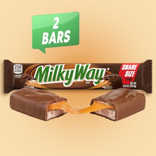 MILKY WAY Milk Chocolate Candy Bars Snacks, Bulk Candy Bars, 3.63 oz 24ct | Milk chocolate candy bars with caramel and nougat; bulk chocolate candy snacks, bulk candy bars, 3.63 oz share size