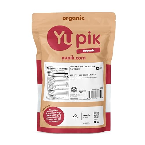 Yupik Organic Watermelon Kernels, No Shells, 2.2 lb (35.2 oz), Gluten-Free, Non-GMO, Vegan, Kosher, Shelled, Raw Seeds, Plant-Based Protein