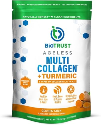 BioTrust Multi Collagen Peptides Unflavored Powder - Hydrolyzed, Grass Fed | 5 collagen types (I, II, III, V & X) from grass fed beef, fish, chicken & eggshell membrane with protein support