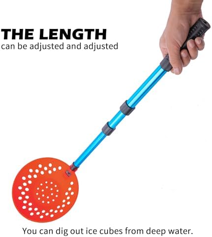 33.4" Adjustable Ice Fishing Skimmer Scoop with Long Handle | Portable Winter Ice Fishing Scooper, Ice Fishing Gear for Scooping Out Ice While Fishing
