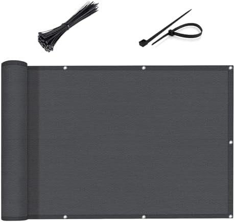 SUNLAX 3'x10' Black Balcony Privacy Screen Fence Windscreen 90% UV Block
