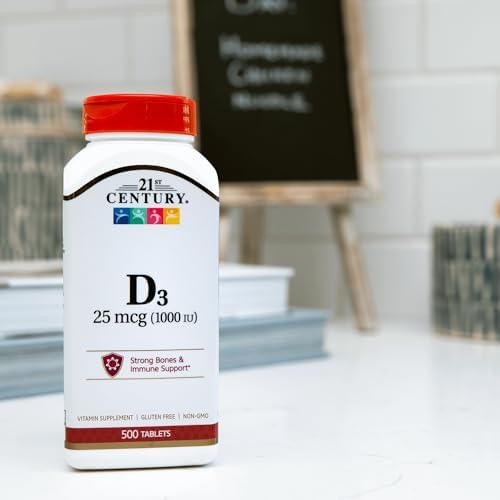 21st Century Vitamin D3 1000 IU Tablets, Bone & Immune, 500 Count | Vitamin D3 1000 IU Tablets