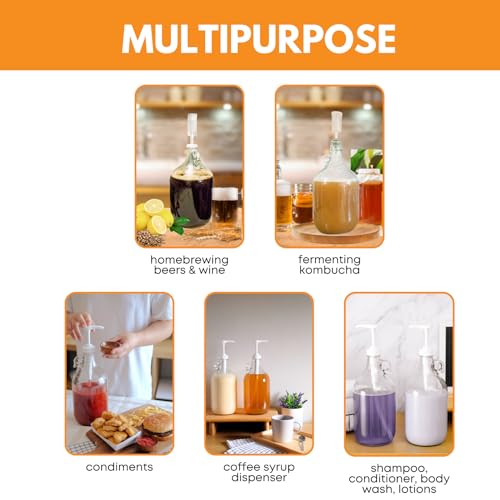 1 Gallon Glass Jug | 128 oz Clear Container Without Stopper or Cap | Reusable Glass Water Jug for juice, oils, syrups and liquid detergent, with a sturdy handle for storage | Laundry container