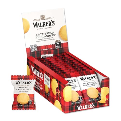 Walker's Shortbread Highlanders, Pure Butter Shortbread Cookies, Snack Pack, 1.4 Oz (Pack of 18)