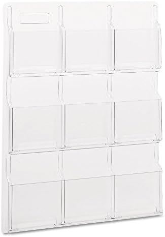 Safco Reveal Literature Rack, 9 Compartments Magazine Holder, Wall-Mounted Brochure Organizer, Acrylic, Clear