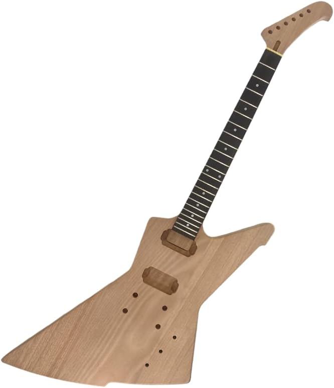 Yinfente DIY Guitar Kit With Mahogany Body Mahogany Neck With Rosewood Fretboard 6 String DIY Electric Guitar Kit With All Components To Build Your