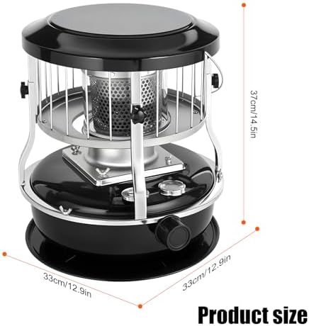 Indoor Kerosene Heater, Portable Kerosene Heater for Camping and Emergency, 9000 BTU 2400W Output with 1.21 Gallon Fuel Tank, 18–22 Hour Burn, 0.2–0.24L/H Consumption (Red)
