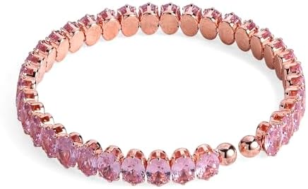 2 Piece Set Pink Cubic Zirconia Chocker Necklace 17"Bracelet 7.5In
