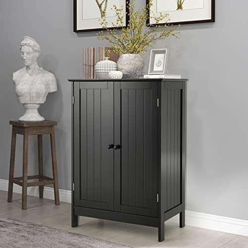 GLACER Bathroom Floor Cabinet, Wooden Storage Cabinet (White)