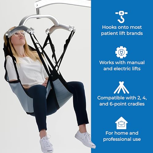 Patient Aid Padded U-Sling with Head Support for Hoyer Patient Lift Sling | Holds up to 225 lb | Soft Polyester Fabric | Head & Body Support | Lifting Straps for Safe Transfers of the Elderly Patients