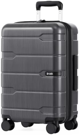 Coolife Medium Checked Luggage Hardside Suitcase with Spinner Wheels, 24in | Lightweight ABS+PC, Rolling Travel Suitcase with TSA Lock, Spinner Wheels, Durable Zipper, Charcoal