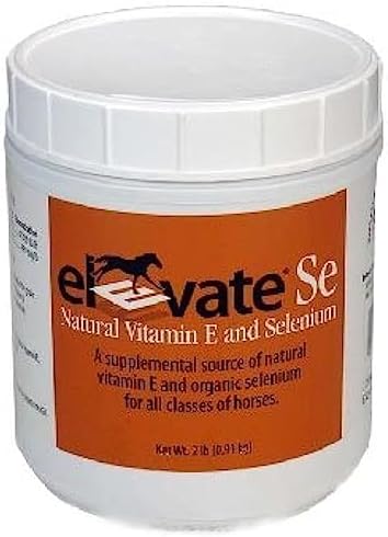 Elevate Se Natural Vitamin E and Selenium Powder for Horses, 2 Pound Container